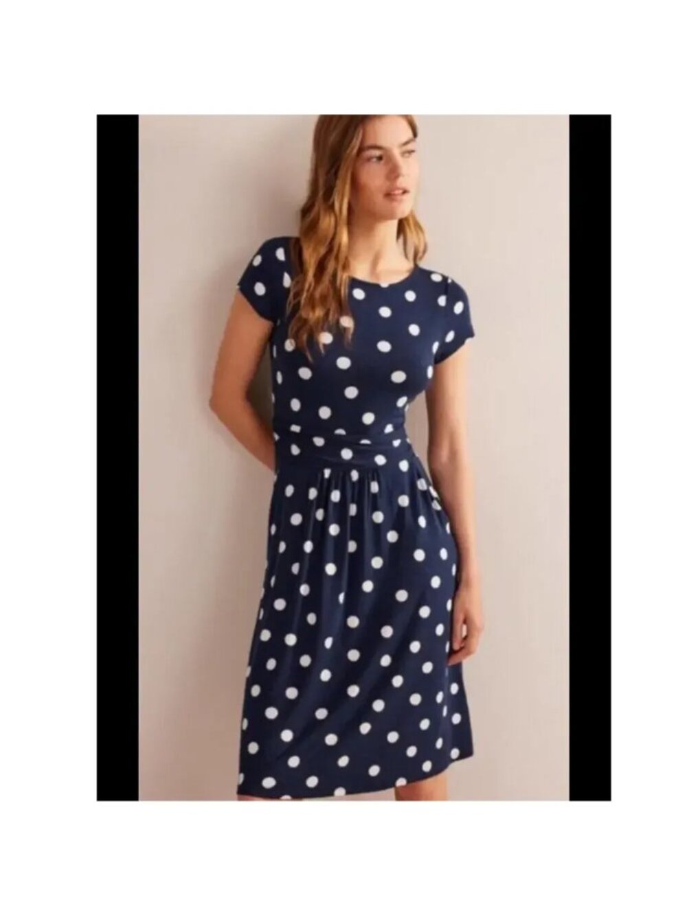 Boden Amelie Blue and White Polka Dot Dress, Size 2